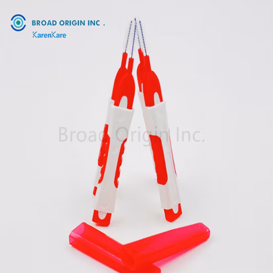 치아의 깊은 청소를 위한 큰 엄지 그립이 있는 강철 와이어 치간 칫솔